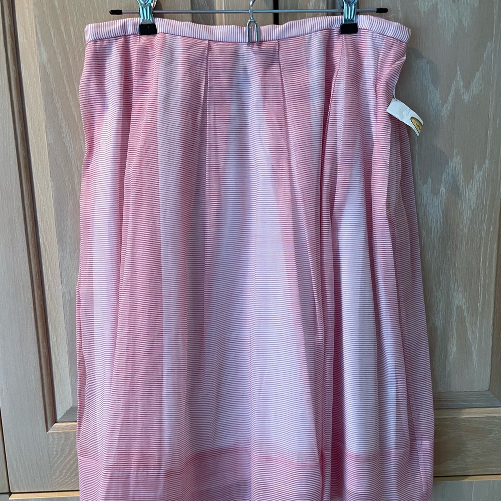 NWT Talbots Red Striped Pleated Voile Skirt